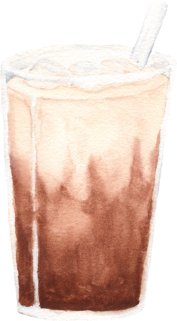 Watercolor Ice Milk Coffee